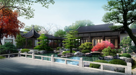 中式庭院景观效果图