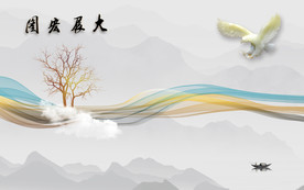 新中式山水背景墙