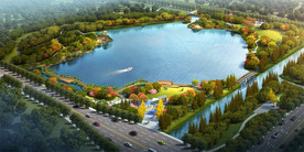 滨湖公园景观规划 鸟瞰图