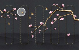 玉兰花开 月圆  花鸟