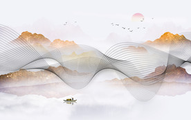 中式意境水墨山水画