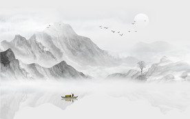 中式水墨山水画