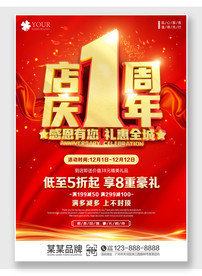 店庆1周年 海报展板背景模板