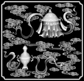 八仙八宝灰度图