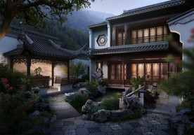 徽派庭院效果图