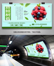 新鲜树苺展板挂画单页易拉宝海报