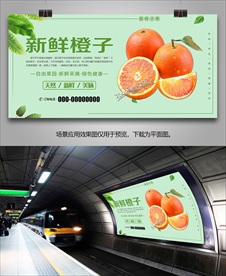 新鲜橙子展板灯箱海报展架单页