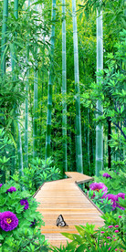 清新竹林小路过道3D玄关