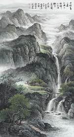 新中式中国风竖版高清国画背景墙