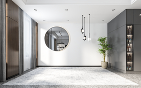 后现代简约背景墙 客厅沙发空景