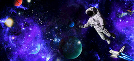 梦幻星空儿童房背景墙图片