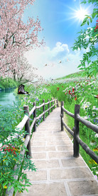 木桥森林风景3D玄关