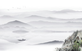 简约意境新山水画 TIF分层