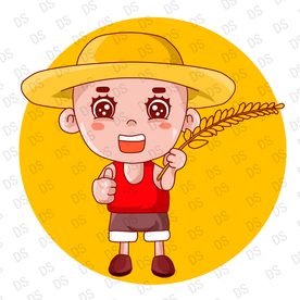 卡通农民稻穗