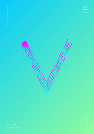 创意字母V渐变海报艺术