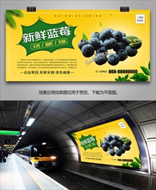 蓝莓海报单页挂画展板易拉宝展架