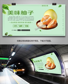 柚子展架挂画展板单页海报灯箱