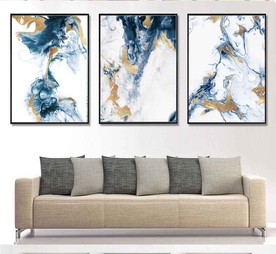 现代北欧风抽象金色油画装饰画