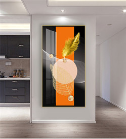 爱马仕金色羽毛装饰画