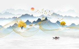 新中式山水背景墙