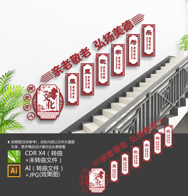 老年活动室楼梯文化墙