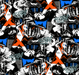 四方连续 英雄咸蛋 剪影