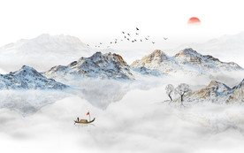 中式水墨山水画