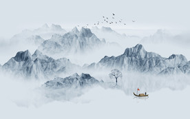 中式意境水墨画