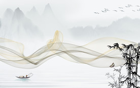 新中式水墨背景墙