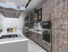 全屋定制现代轻奢极简橱柜厨房图