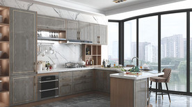 全屋定制镶金条板式厨房橱柜图