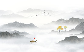 中式水墨山水画