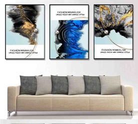 北欧风抽象金色水墨油画装饰画