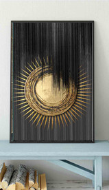 现代烁金抽象几何油画玄关装饰画