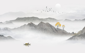 中式水墨山水画