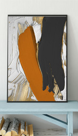 爱马仕抽象金色油漆油画装饰画