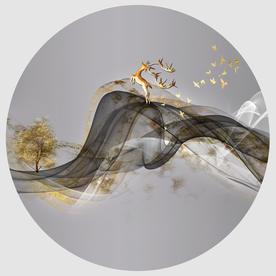 北欧圆形麋鹿装饰画