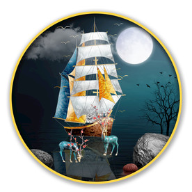 圆形画 一帆风顺