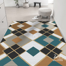几何金线边地毯地垫