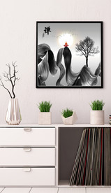 新中式抽象水墨禅僧山水装饰画