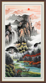 旭日东升 山水画