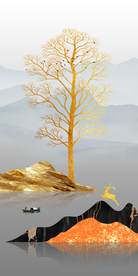 抽象山水玄关装饰画