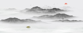 巨幅水墨山水画