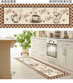 欧式咖啡杯厨房地垫
