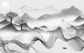 新款中式灰色山水 TIF分层