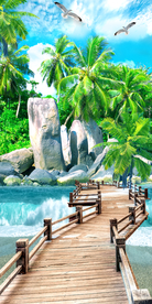 椰子树海景玄关壁画