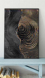 现代烁金水墨金色年轮木纹装饰画