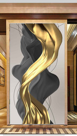 北欧风抽象金色飘带玄关装饰画