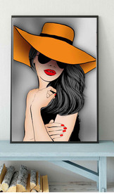 现代轻奢爱马仕帽子美女装饰画