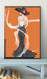 现代爱马仕晚礼服美女玄关装饰画